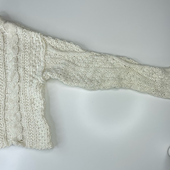 Free People Cutting Edge Cozy Cream Cable Knit Sweater Size Small - Picture 6 of 16